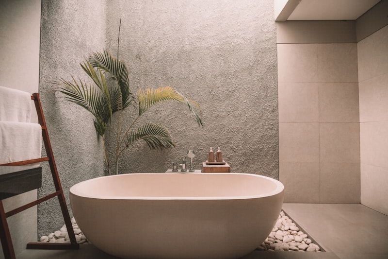 Salle de bain élégante rénovée avec baignoire